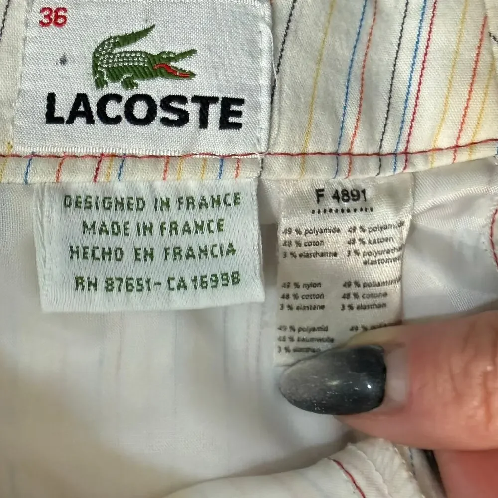 Lacoste White Pink Blue Green Pastel Pinstripe Pencil Mini Skirt size 36 / 4 / S